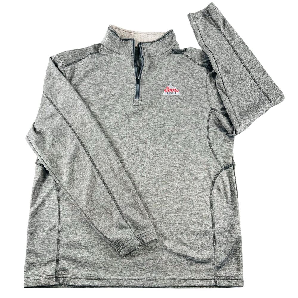 Coors Light Beer Quarter Zip Pullover Mens M Heather Gray Long Sleeve Jersey